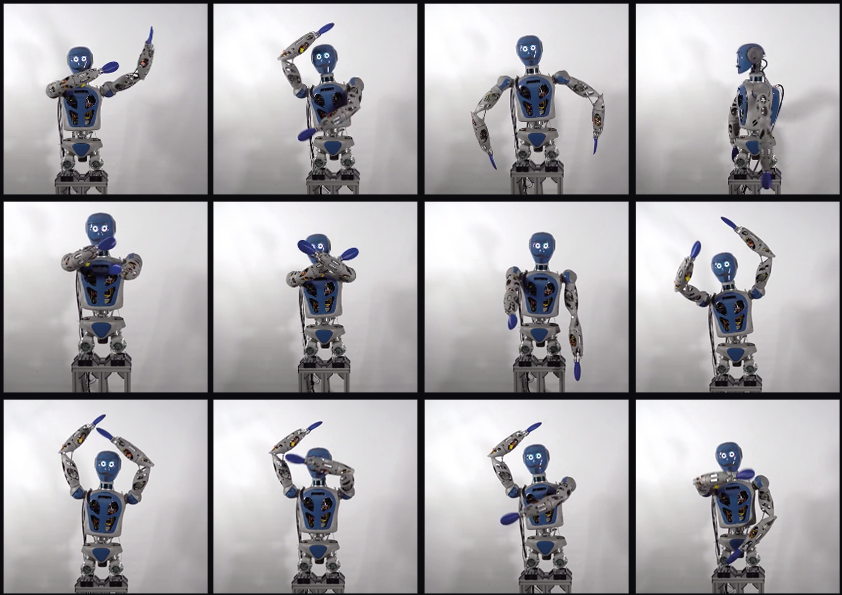 Screenshots of the RH5 Manus robot dancing.